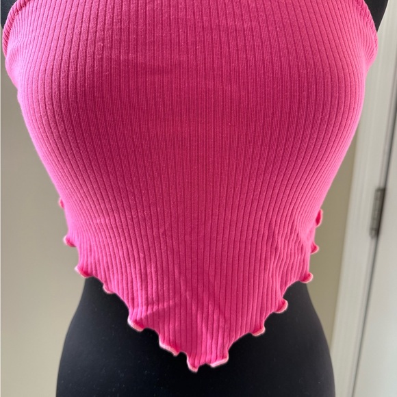 Pink Ribbed Halter Top - Picture 2 of 5